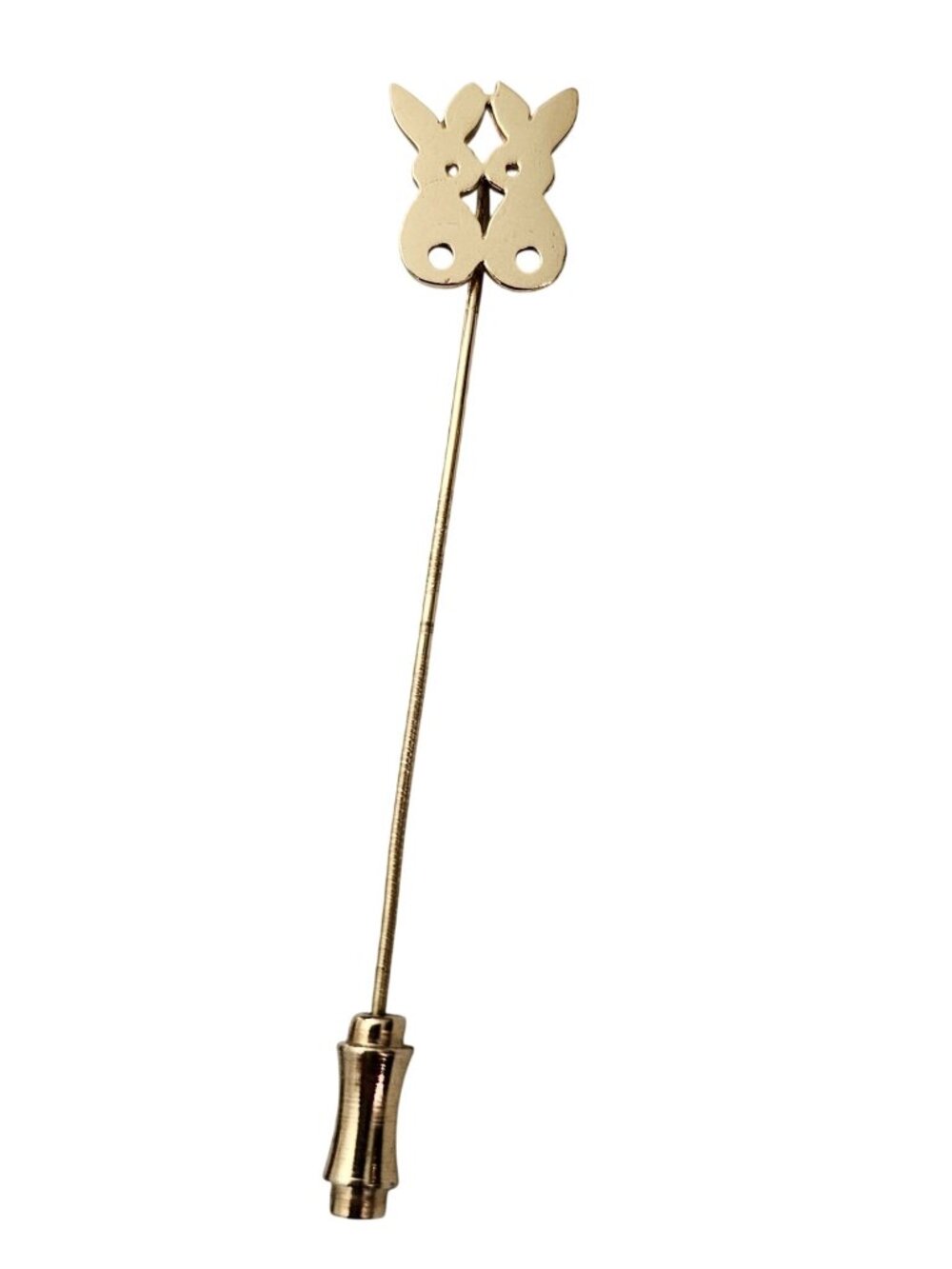 14K Gold Bunny Lapel Stick Pin Rabbit Pair, Couple J865